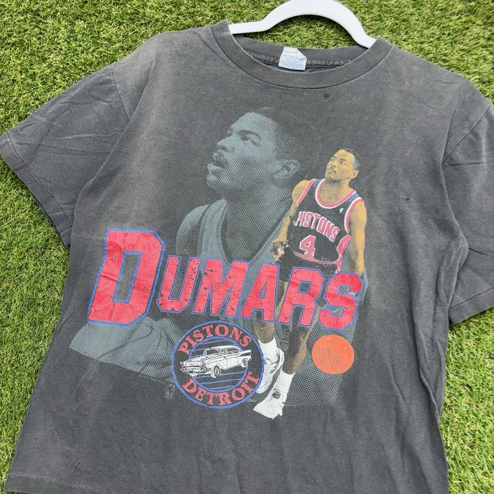 Vintage  Joe Dumars Detroit Pistons Shirt Mens Medium Salem 89' Caricature Faded
